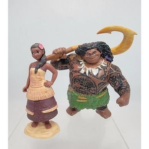 Disney Moana Maui & Jakks 4" Figure With Fish Hook Sculpted Toy
